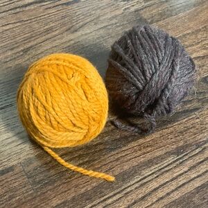Yellow and Brown Wool Yarn Balls